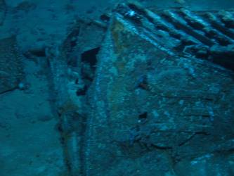 Looking down on bow section of carvel built ship's boat
